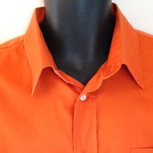 Lrg Wovens Orange Casual Button Down Shirt, XL